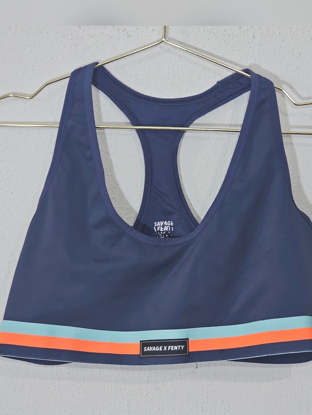 Savage X Fenty Women's Size XL Sports Bra Navy Racerback Athletic Top Activewear